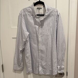 Ted Baker White and Blue Geometric Shirt